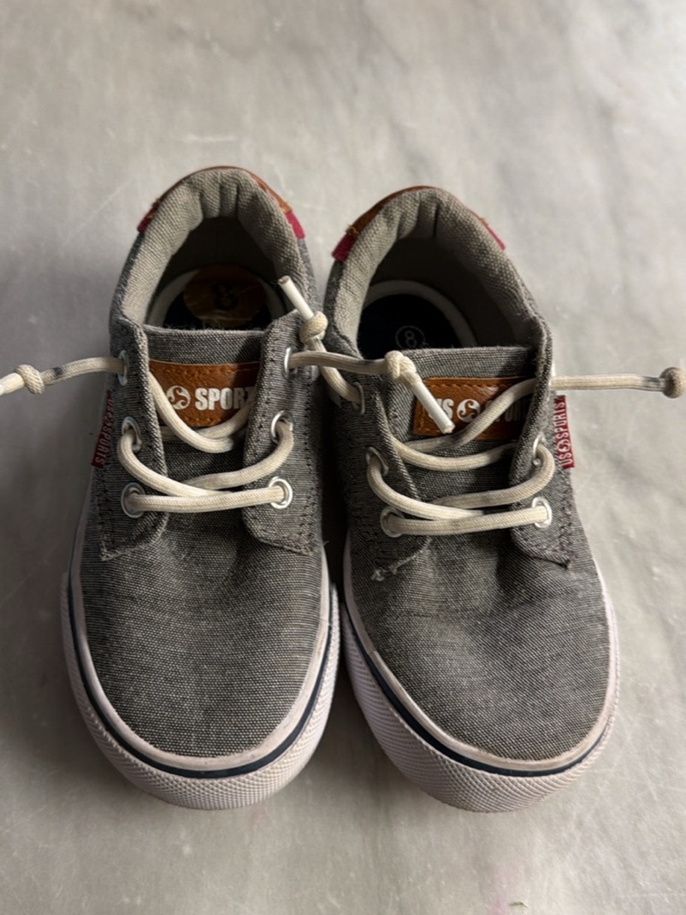 Sporto Grey Canvas Kids Sneakers with White Laces